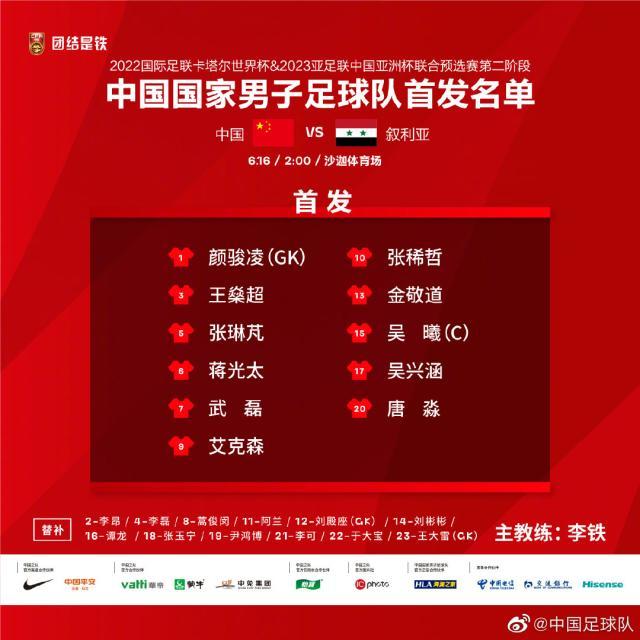 开云体育-国足VS叙利亚：延续对阵关、菲首发 武磊联手艾克森